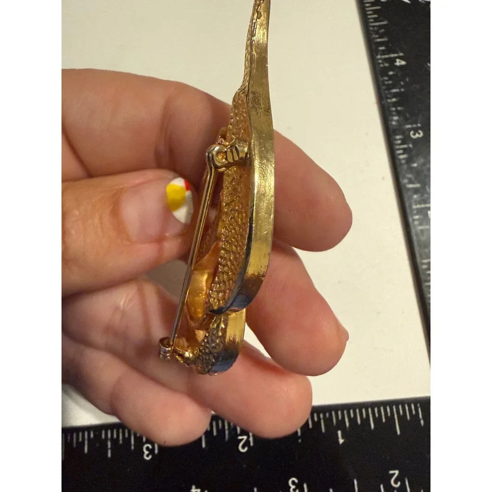 Vintage Gold Tone Abstract Swirl Brooch Textured Mid Century Modern Pin